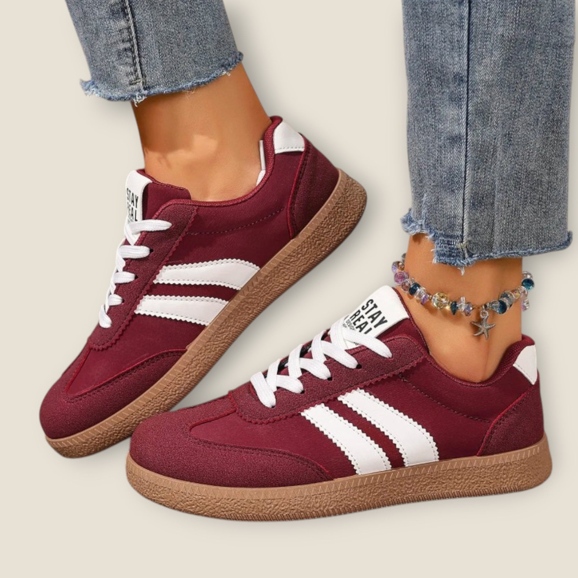 Zapatillas de Cuero y Ante con Suela de Goma