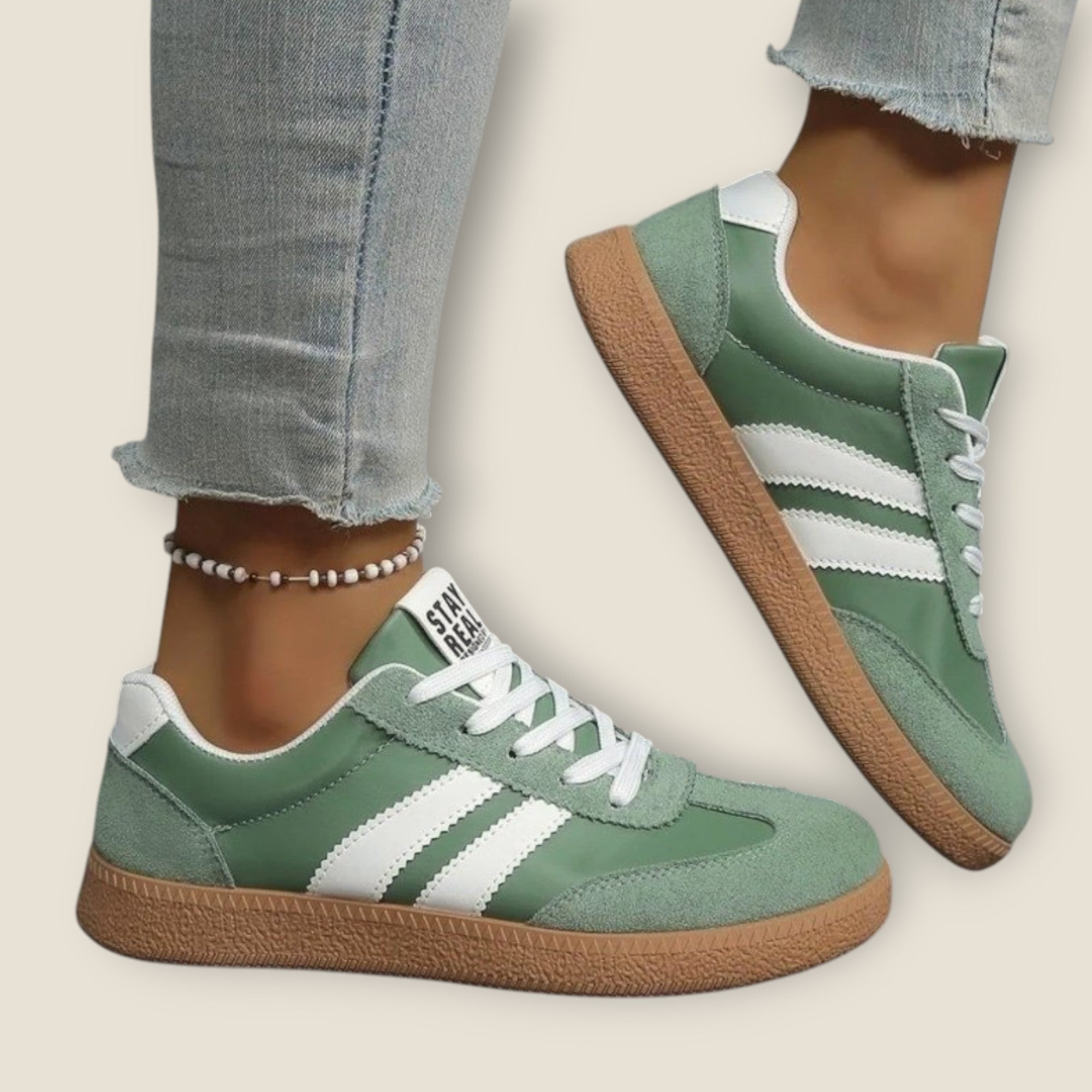 Zapatillas de Cuero y Ante con Suela de Goma