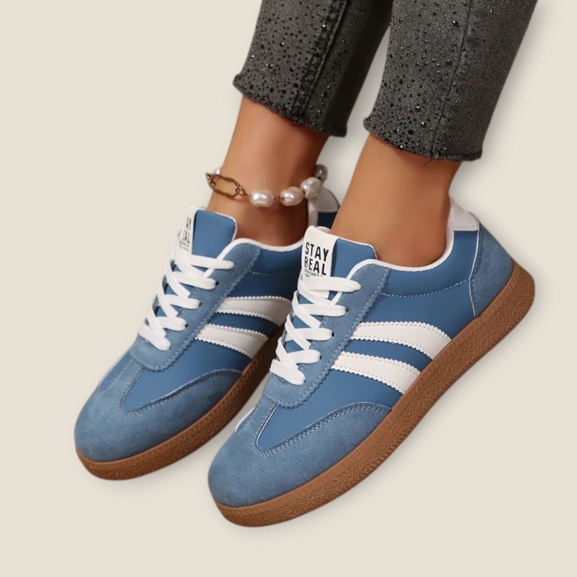 Zapatillas de Cuero y Ante con Suela de Goma
