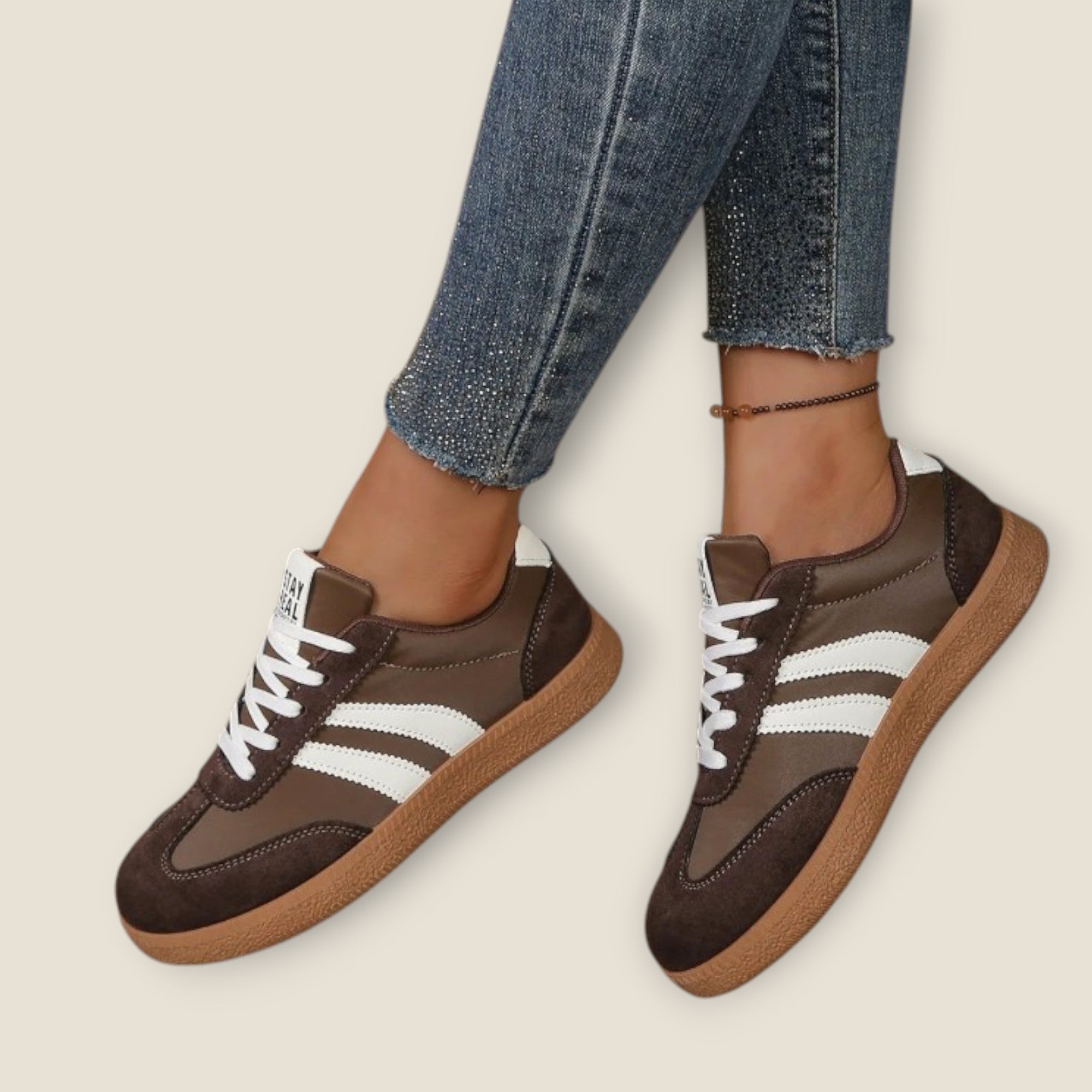 Zapatillas de Cuero y Ante con Suela de Goma