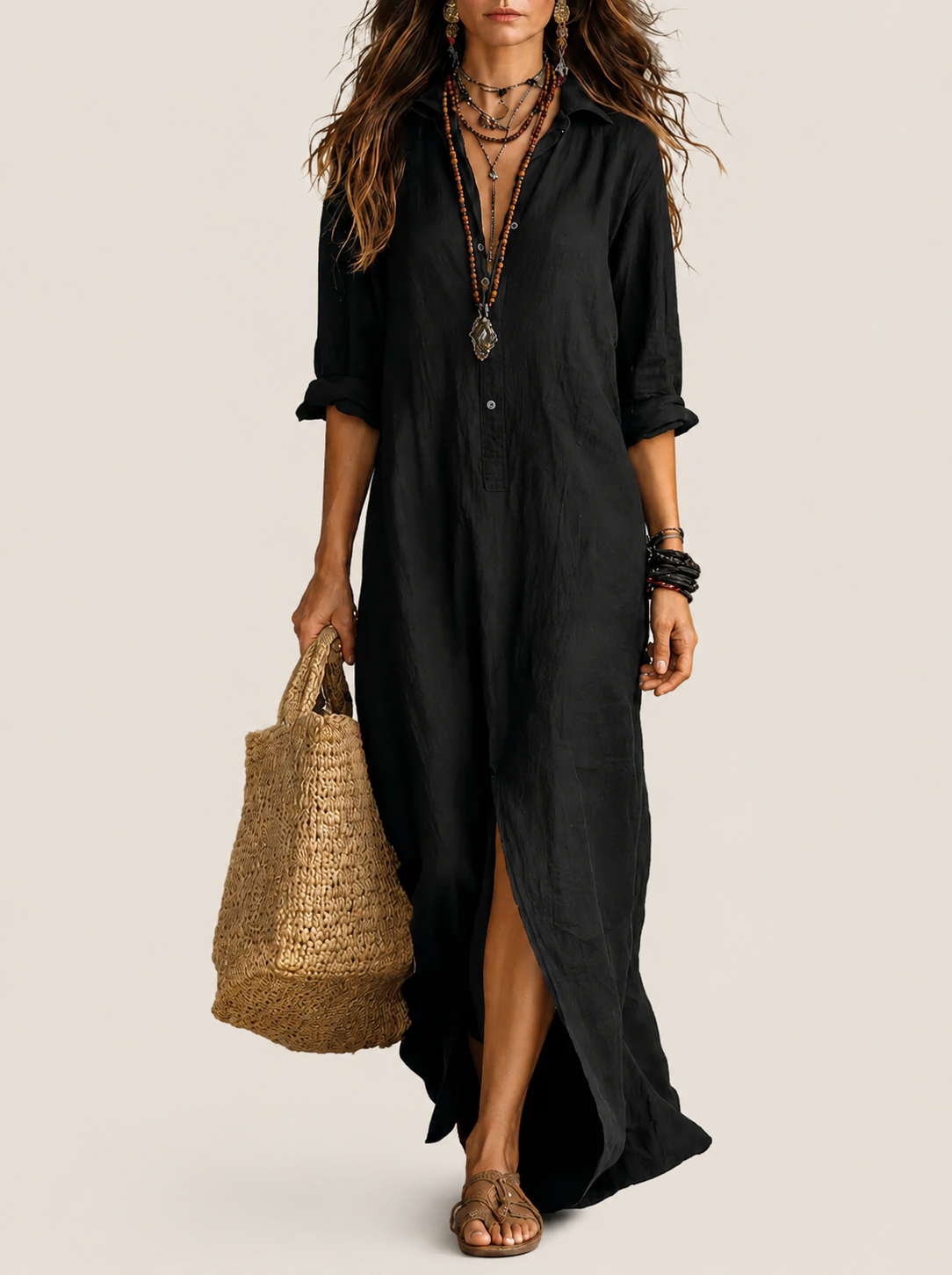 WILLOW | Vestido maxi sin esfuerzo de silueta favorecedora, versátil para el día a día