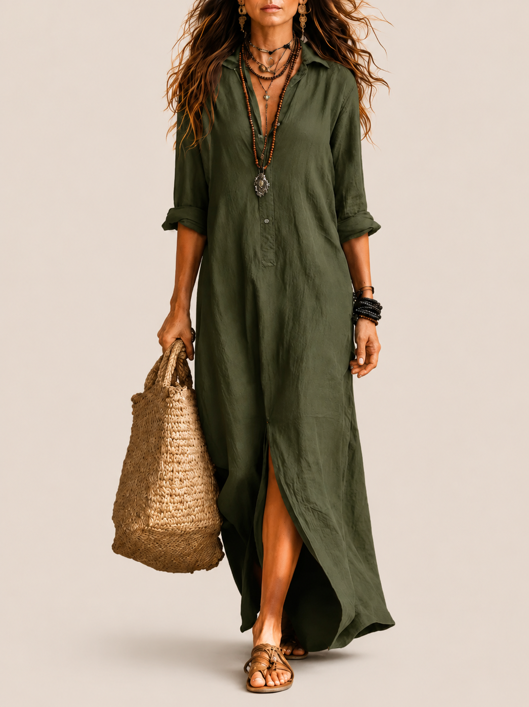 WILLOW | Vestido maxi sin esfuerzo de silueta favorecedora, versátil para el día a día