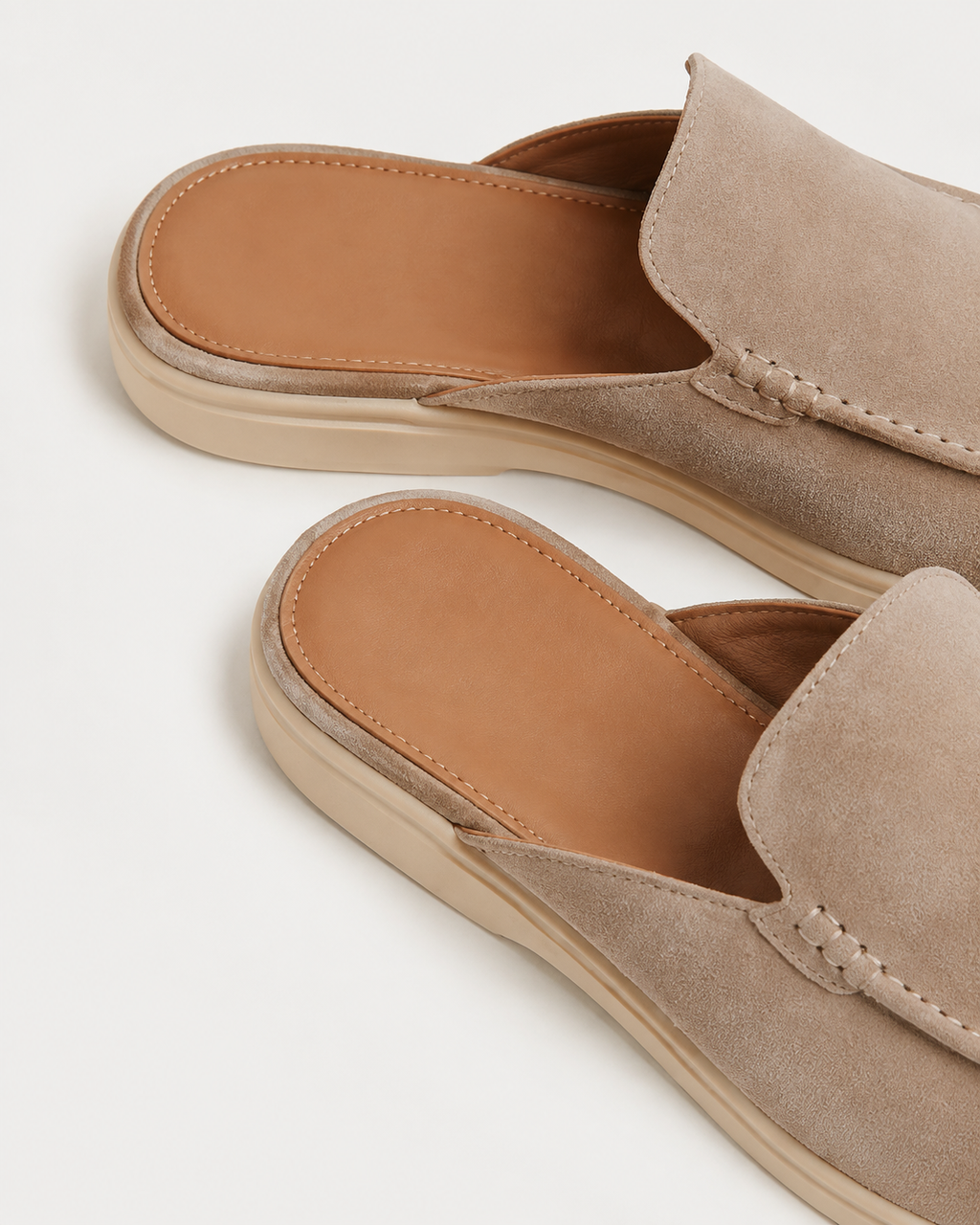 Beige Suède Mocasines - Aria Select