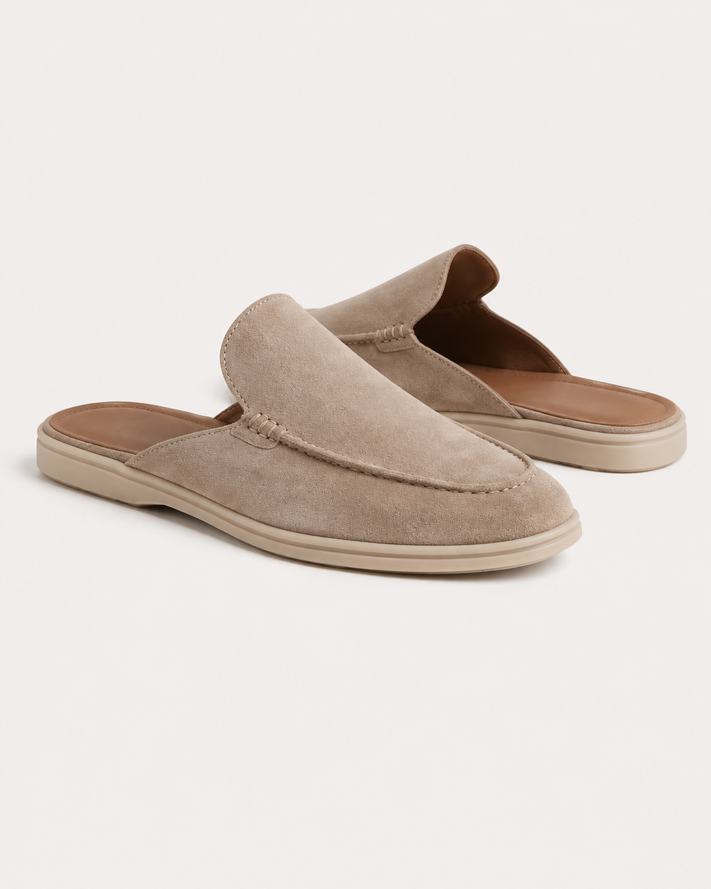 Beige Suède Mocasines - Aria Select
