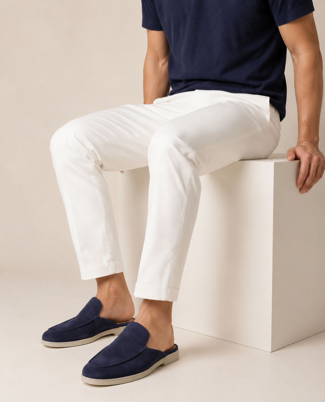 Navy Suède Mocasines - Aria Select