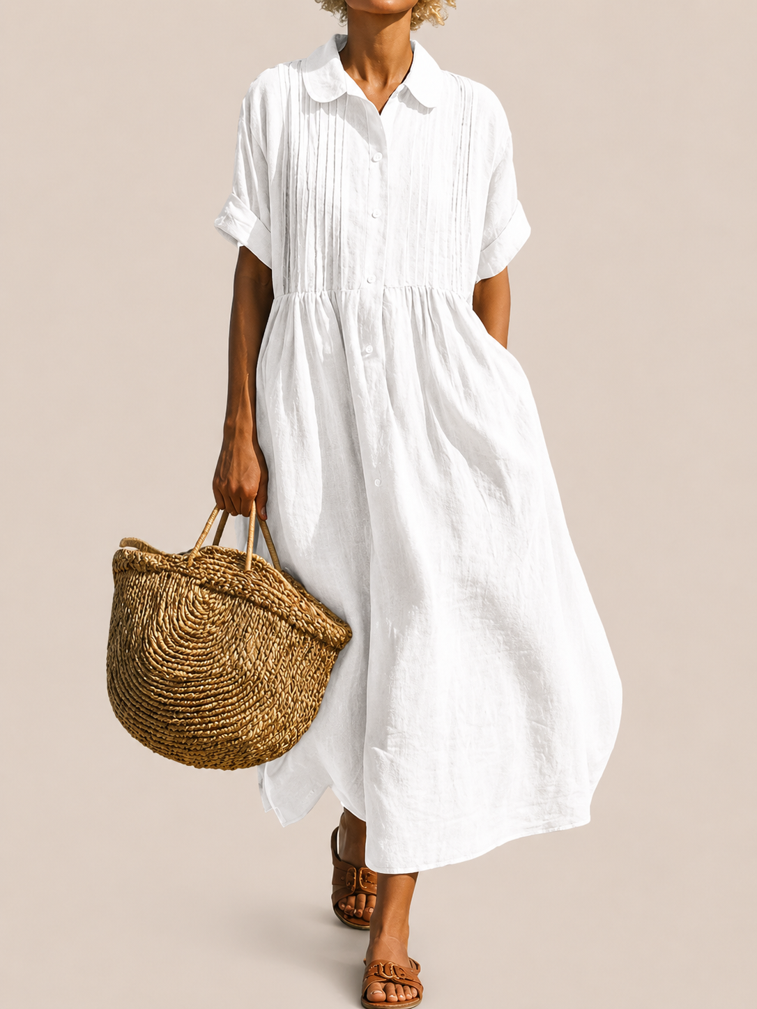 ELEGANTE VESTIDO DE LINO PARA MUJER