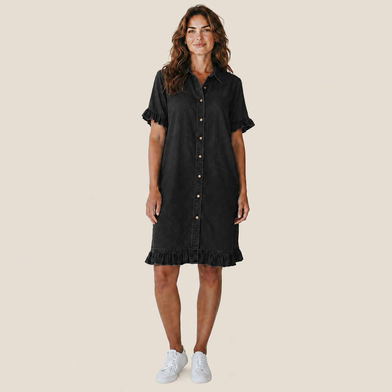 Aria Select | Vestido Vaquero Camisero de Manga Corta