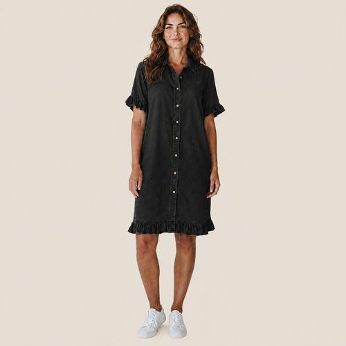 Aria Select | Vestido Vaquero Camisero de Manga Corta