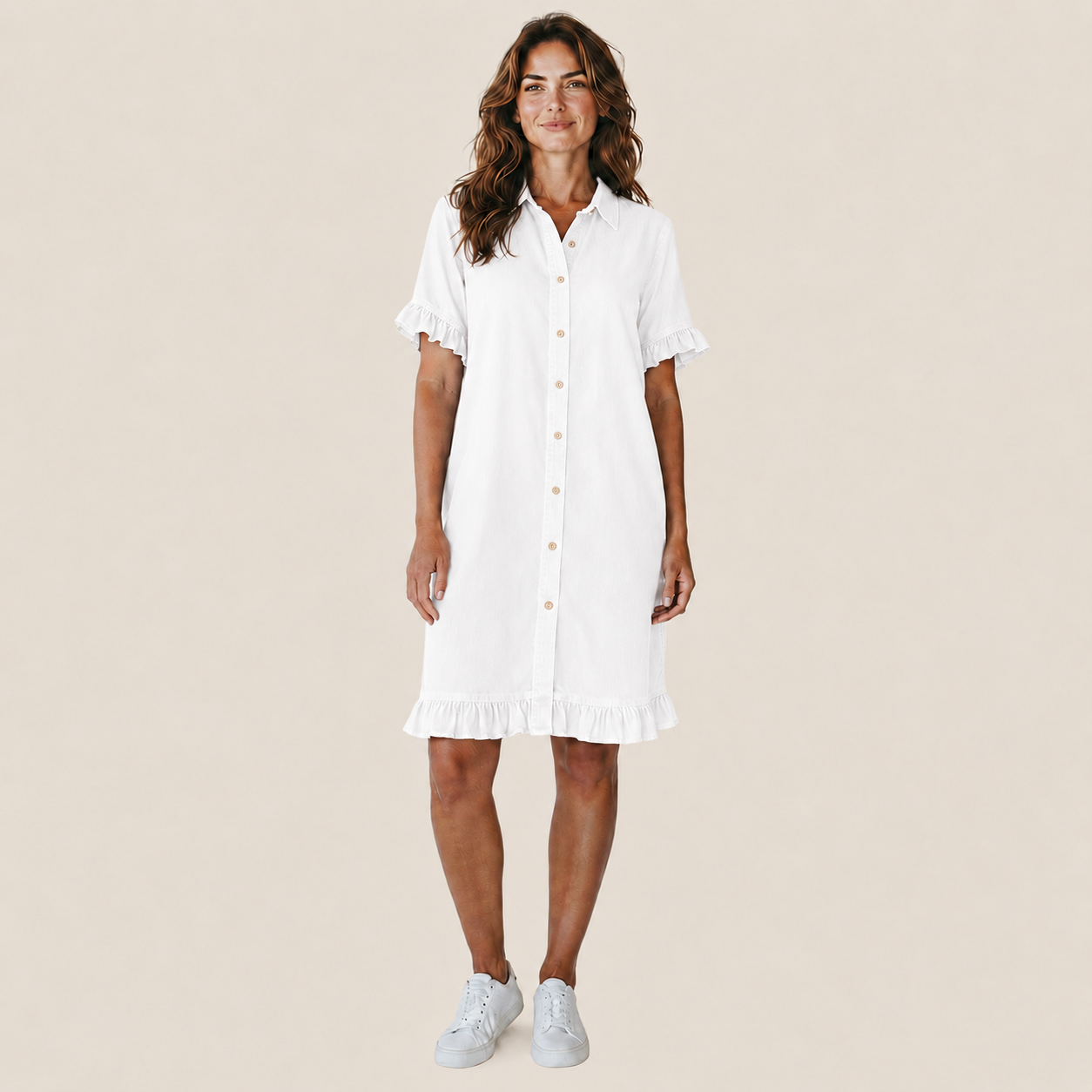 Aria Select | Vestido Vaquero Camisero de Manga Corta