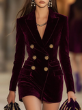 Lorena Vestido Blazer Mini de Terciopelo Rojo
